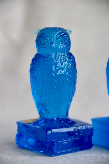 Set of 2 Westmoreland Glass Owl Figurines