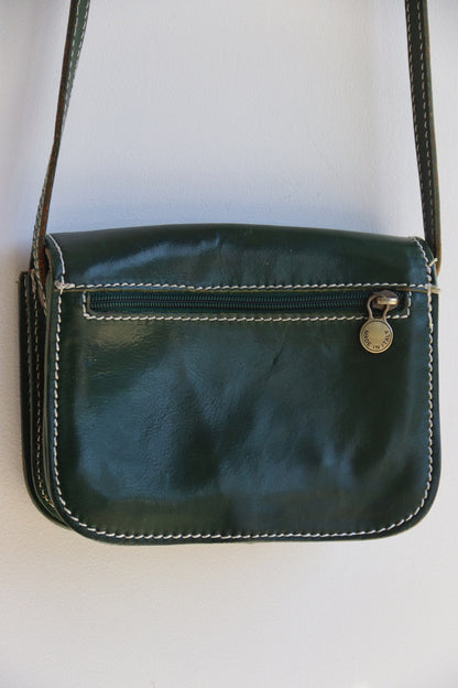 Italian Green Leather Crossbody Bag