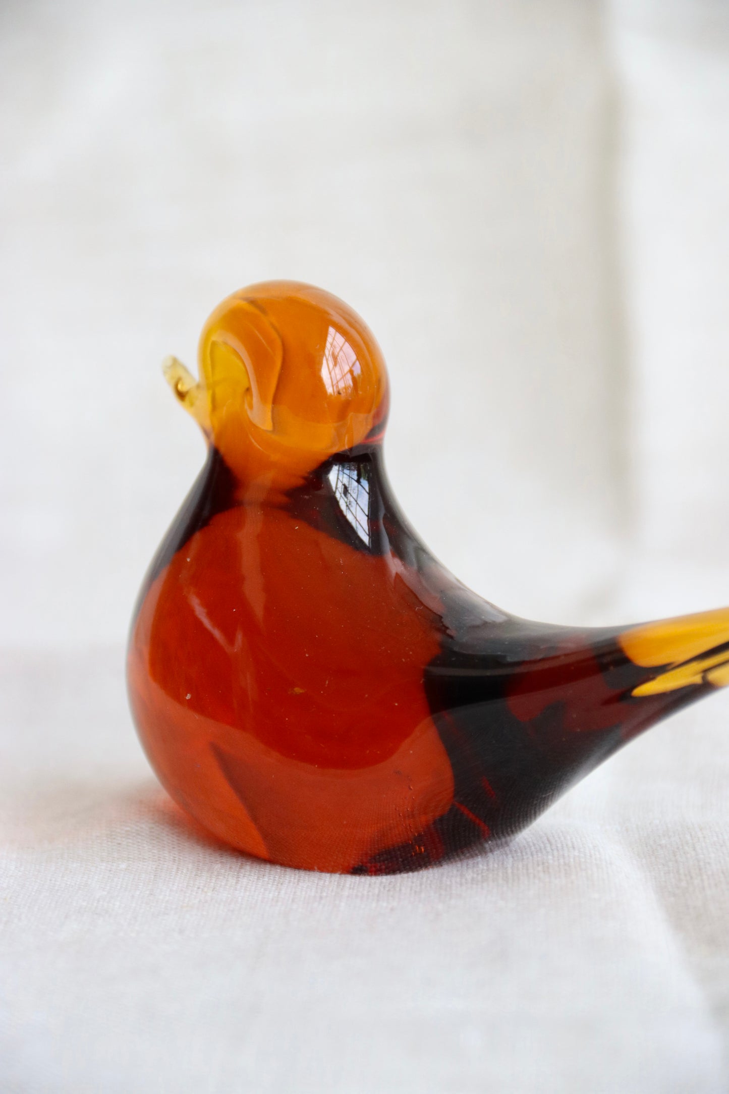 Amber Glass Bird Figurine