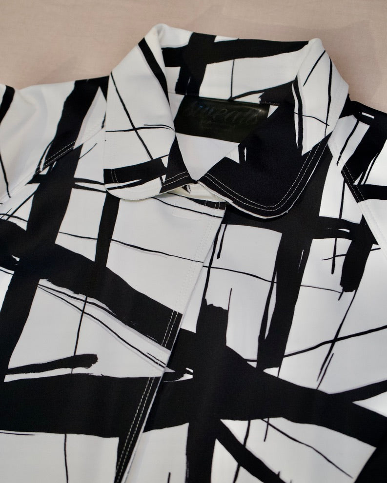 Norma Kamali Abstract Lines Trench Coat