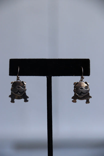 Sterling Silver Bulldog Earrings