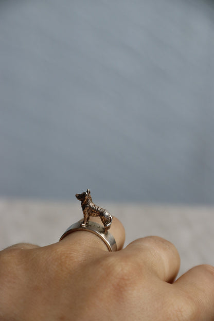 Sterling Silver Dog Sculpture Ring