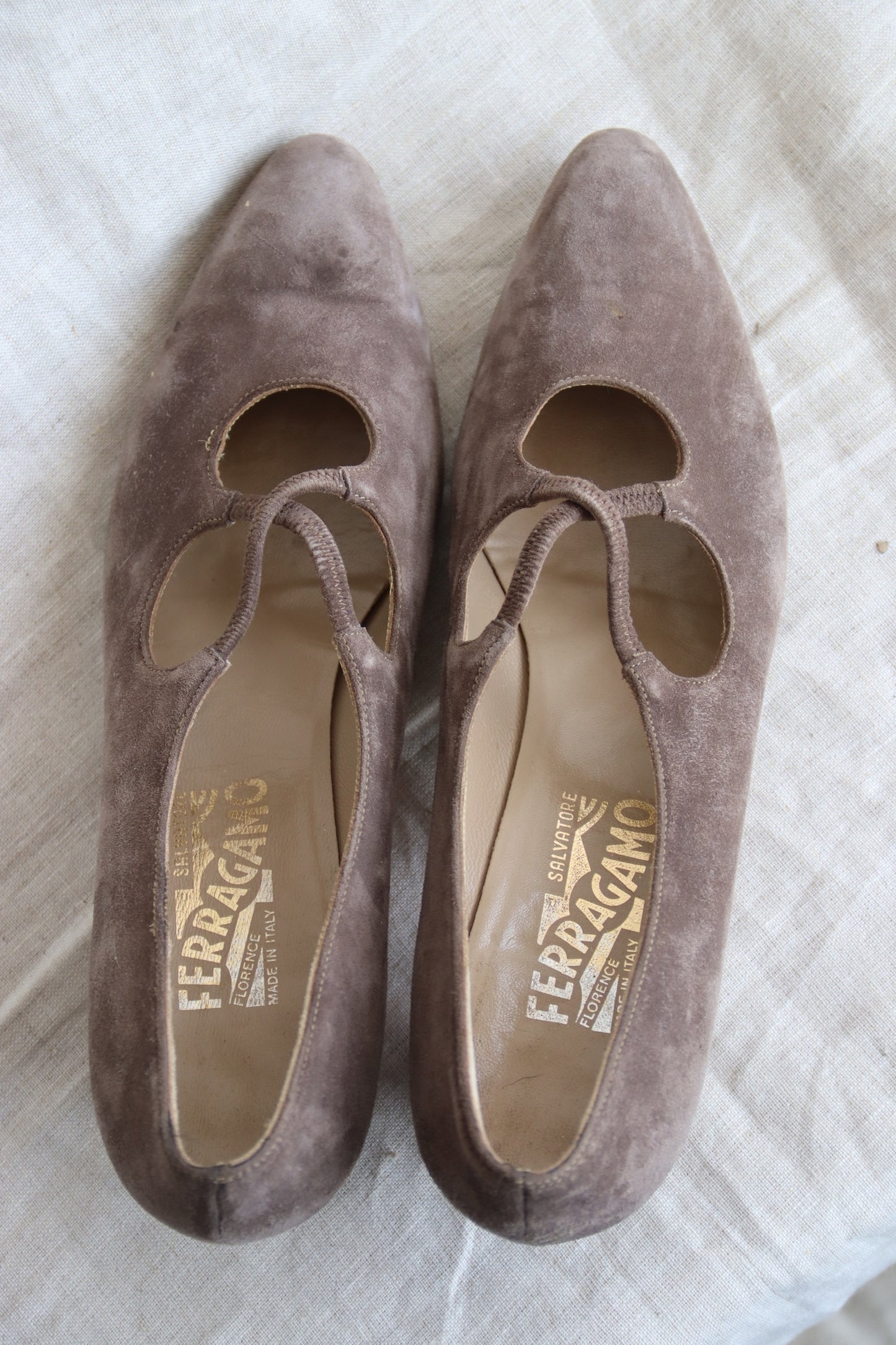 Grey Ferragamo Heels