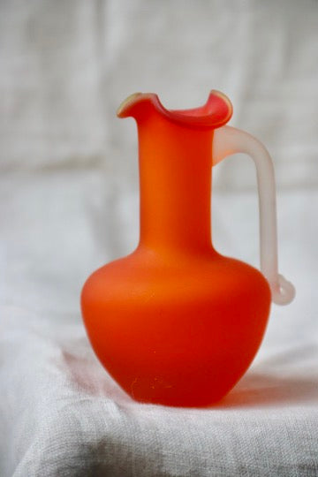 Bright Orange Frosted Glass Mini Vase