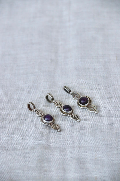 Parish Wager Sterling Silver spiral pendants with amethyst