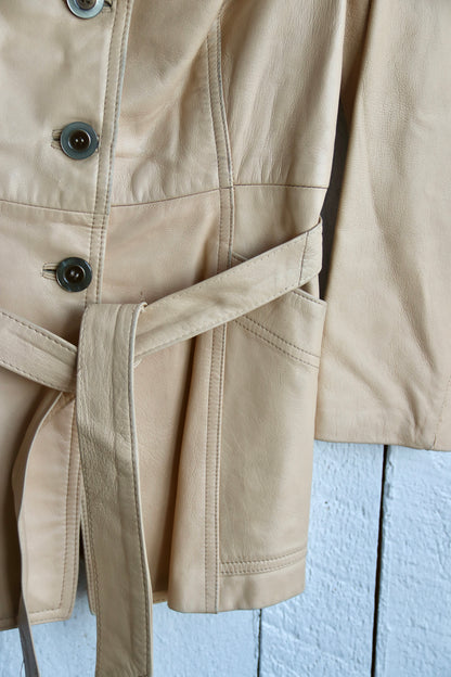 Tan Leather Coat w/ Belt