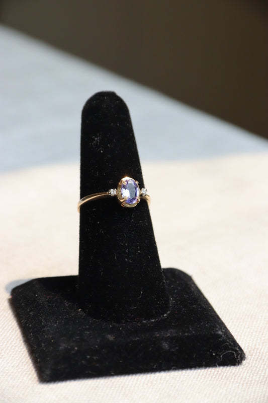 14K Tanzanite and Diamond Ring with Palladium Accents Rings