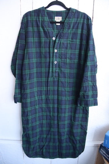 LL Bean Plaid Flannel Night Shirt