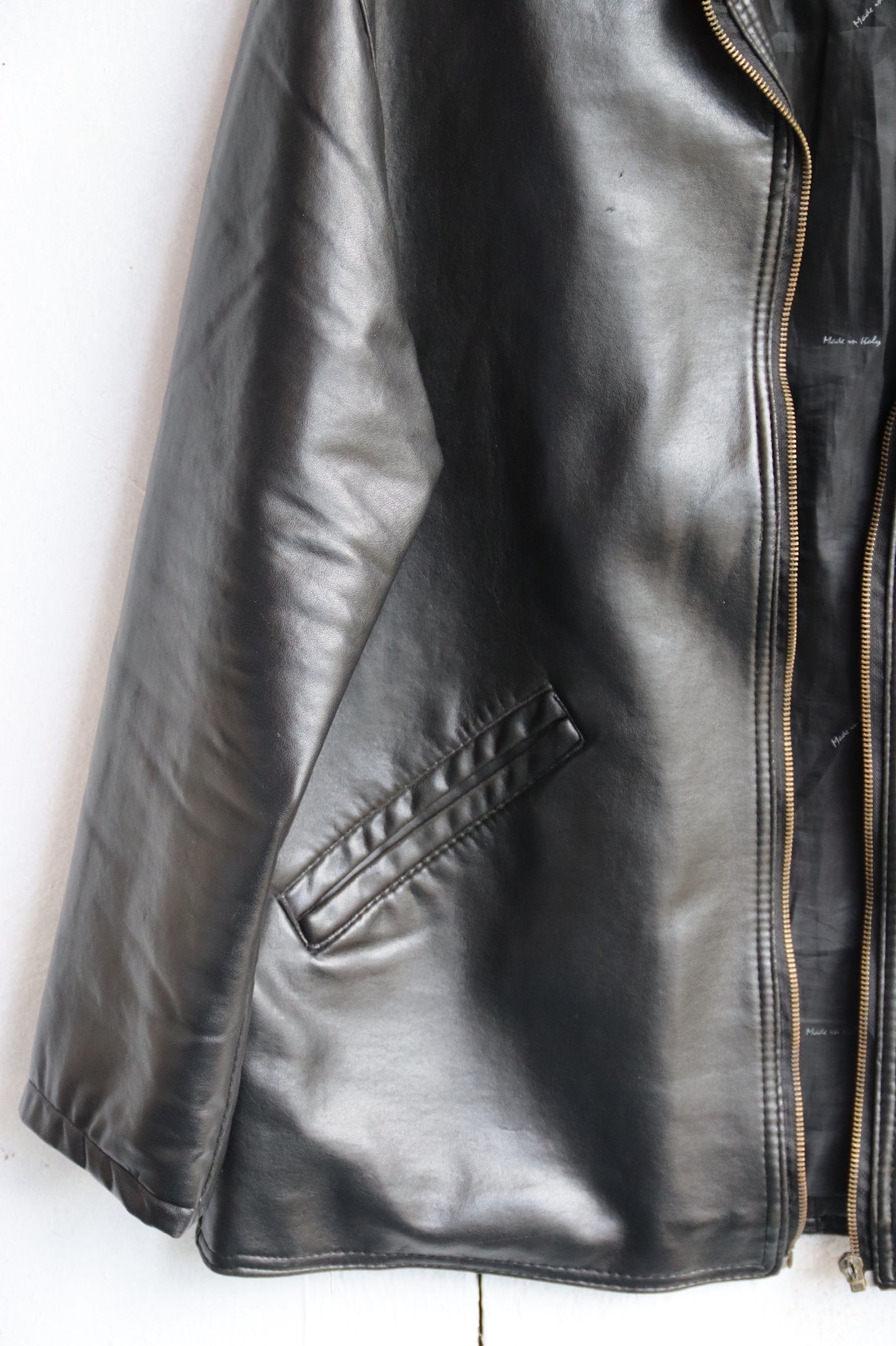 Armani Collezioni black leather coat - As Is