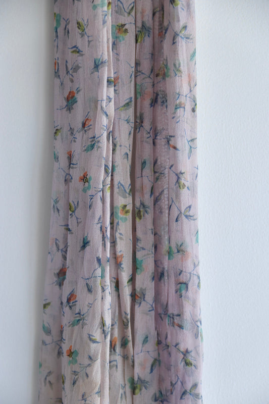 Lavender Floral Raw Silk Scarf