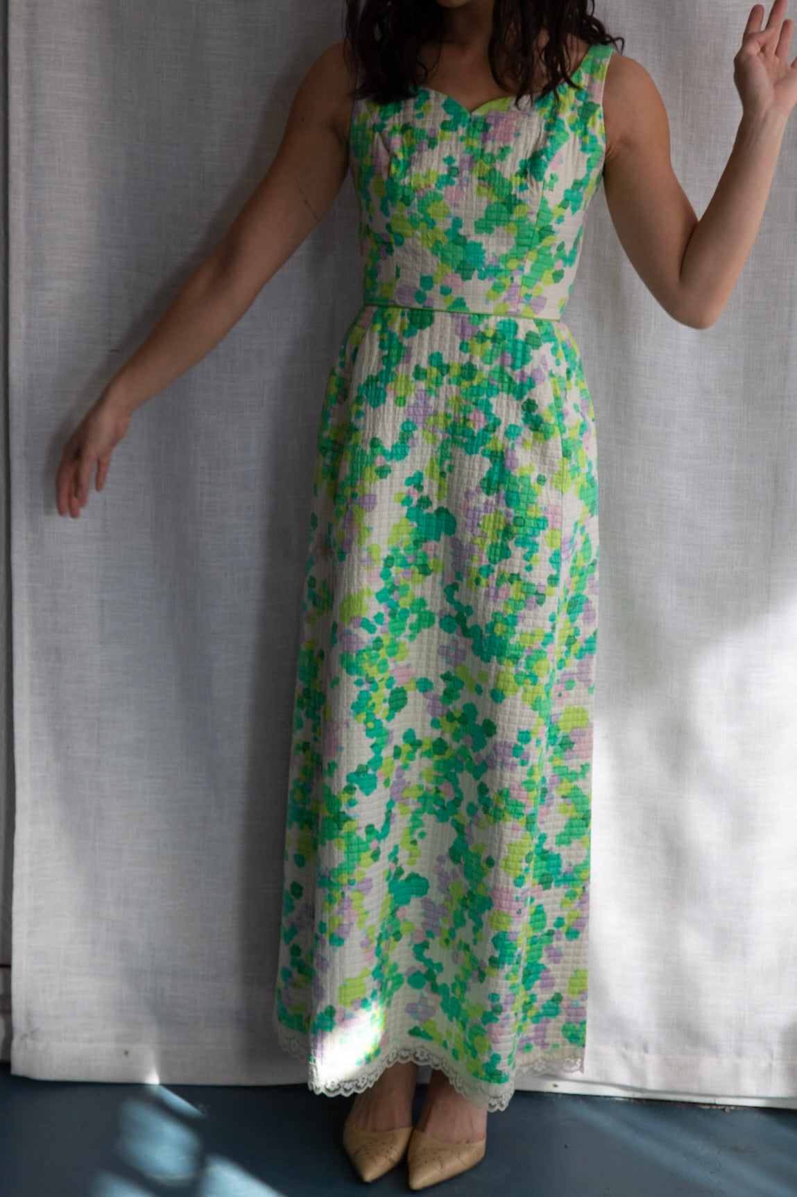 Harold Grant Green Quilt Maxi Dress - 1970s