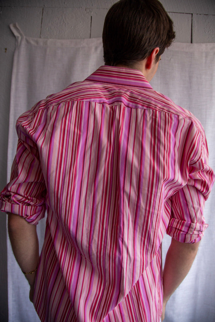 Mens Paul Smith Pink Striped Button Down Dress Shirt