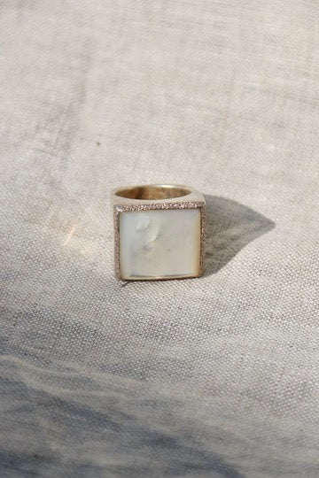 Square Mother of Pearl Sterling Silver Ring