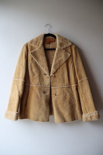 Vintage Guess Suede Leather Faux Fur Coat