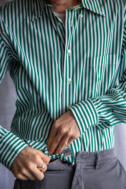 Maus & Hoffman Green Striped Button Down Dress Shirt