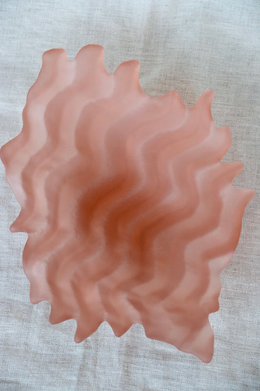 Hudson Beach Frosted Peach Glass Water Bowl