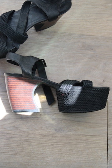 Matiko Black and Wooden Heels