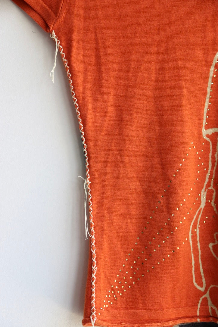 Raw 7 orange short-sleeve cashmere sweater