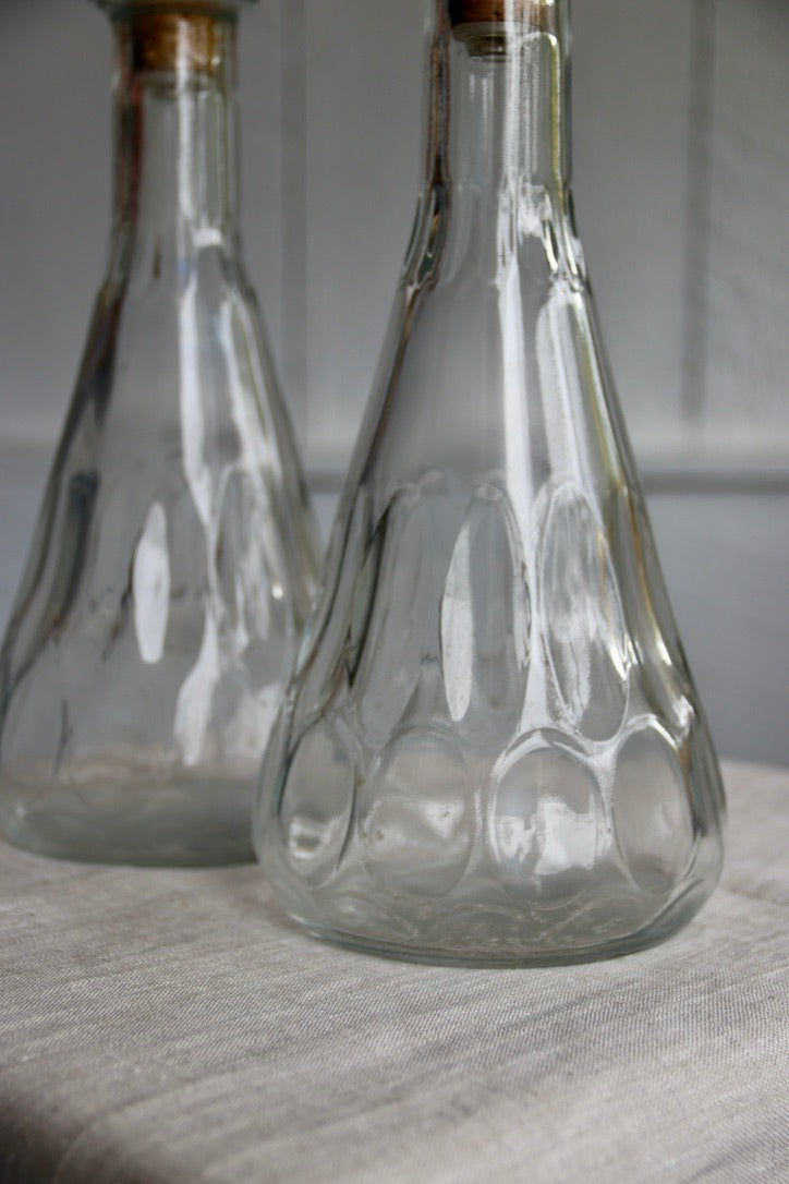 Set of 2 Clear "Dented" Bottles with Stoppers