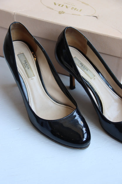 Prada Black Patent Heels