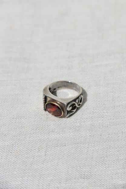 Sterling Silver Garnet Ring with 18k Gold Details