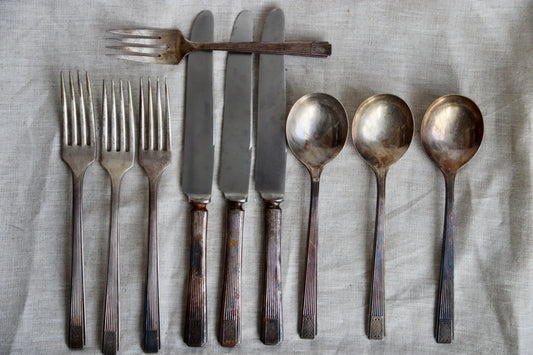 10 Piece Set of Art Deco Silverware