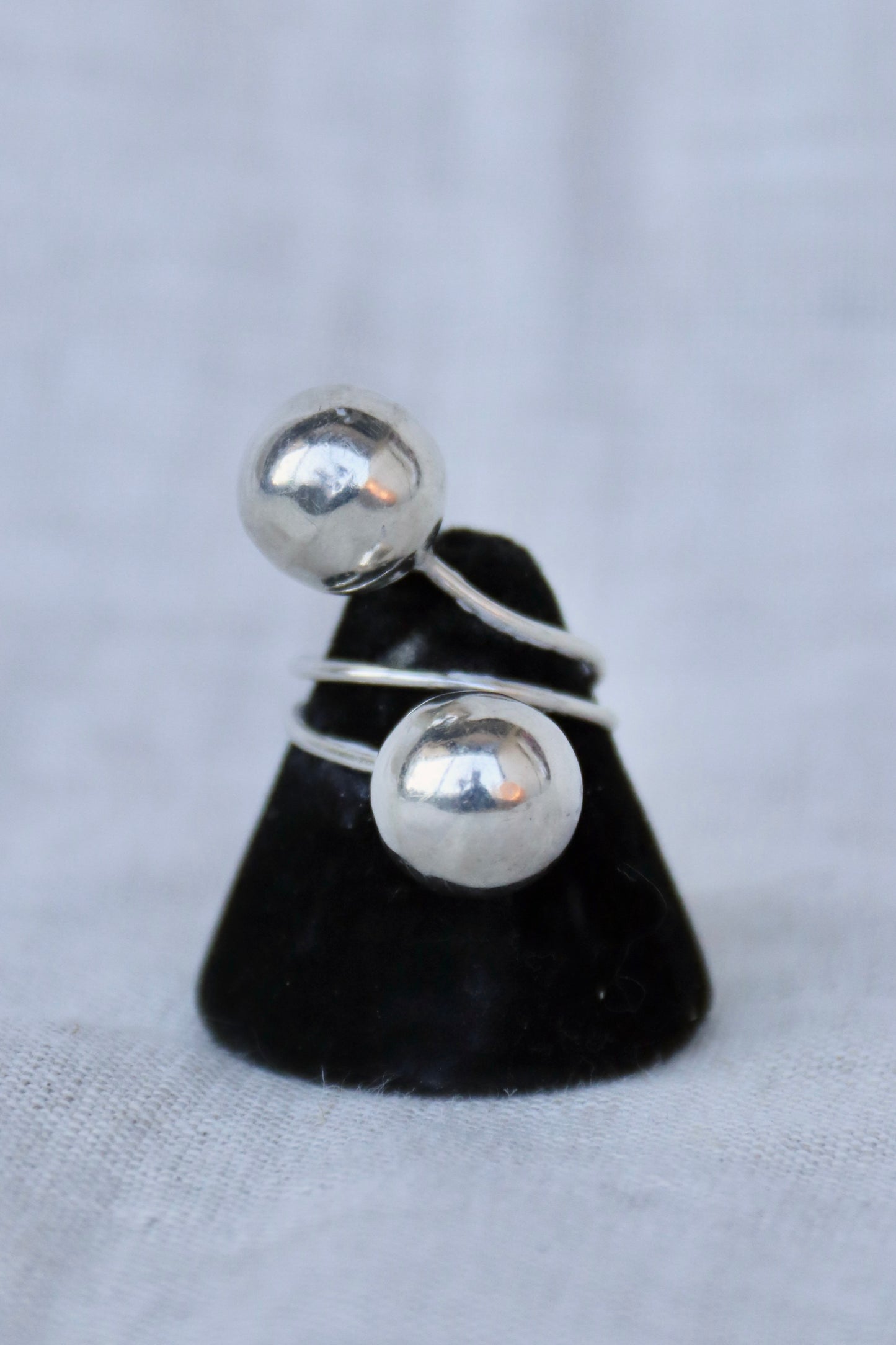 Sterling Silver Sphere Wrap Bypass Ring