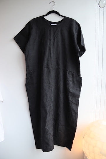 Flax by Jeanne Engelhart Black Linen Dress
