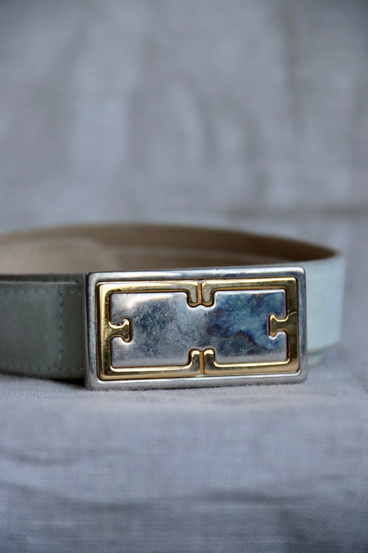 Vintage Escada Mint Green Grey Suede Belt - 36