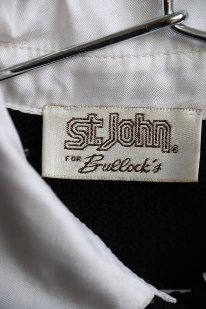St. John Santana Black w/ White Collar Dress