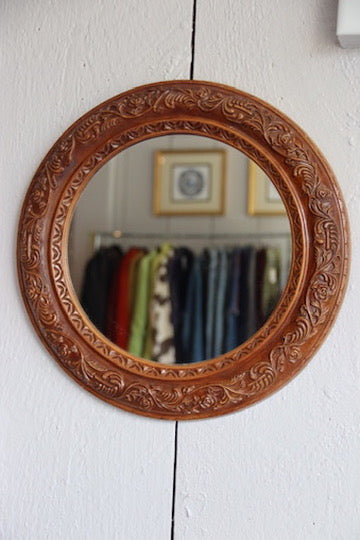 Round Wooden Mirror