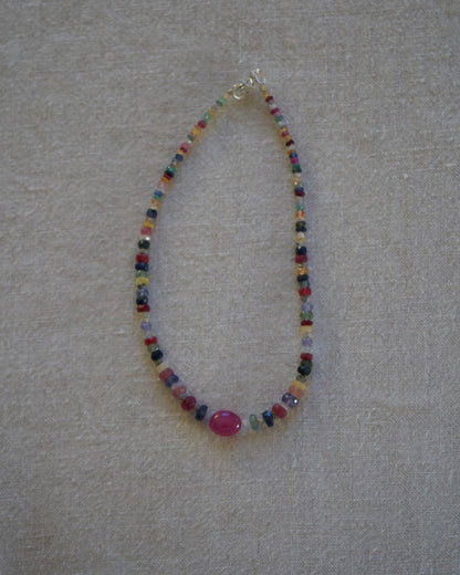 Multi Gemstone Bead Bracelet with Sterling Clasp