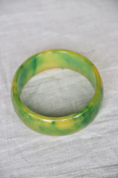 Green Marbled Bakelite Bangle Bracelet