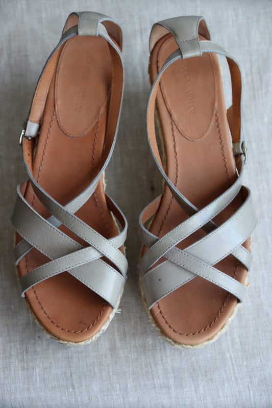 Armani Grey Platform Sandals