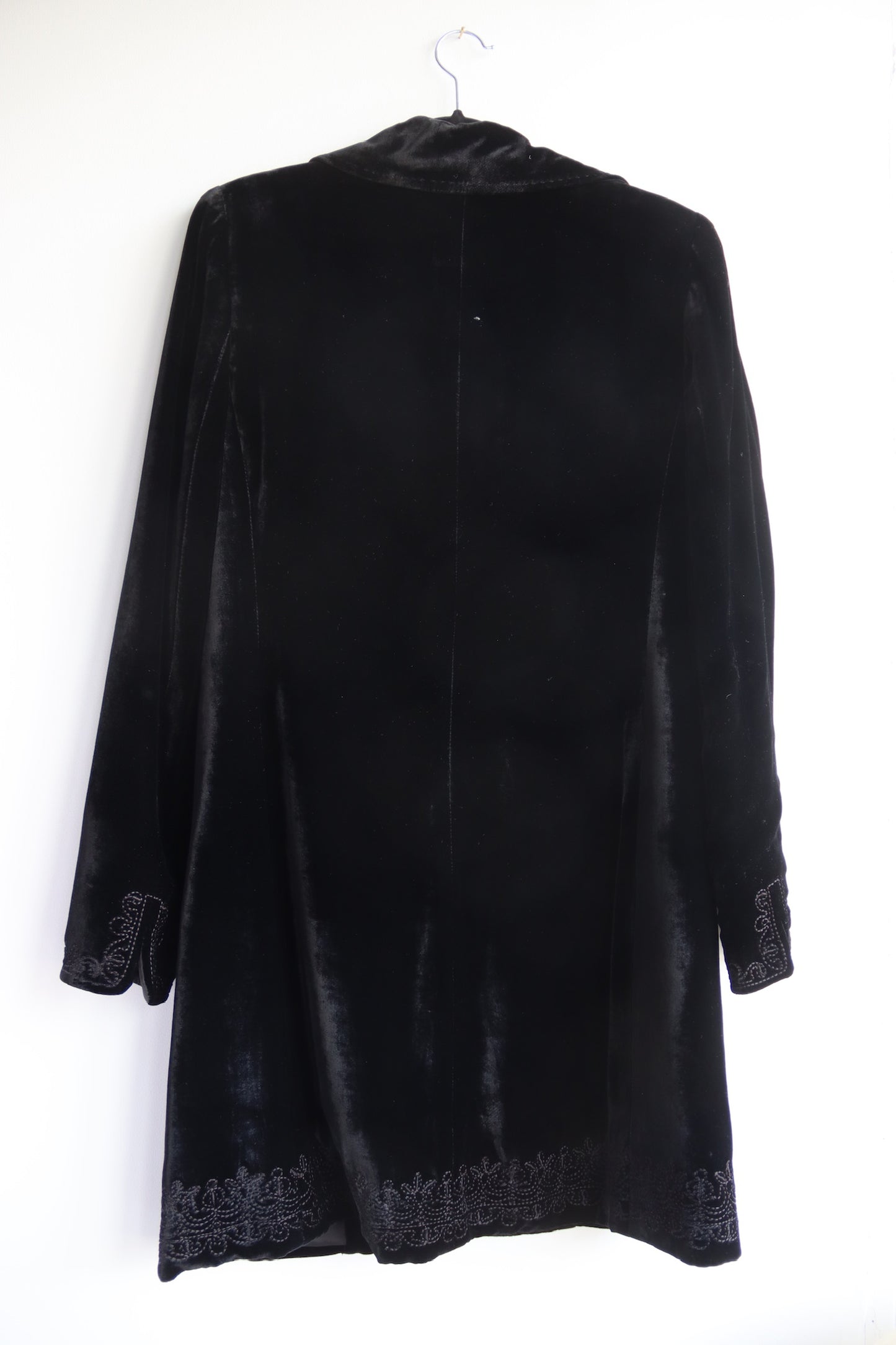 Tahari Embroidered black velvet coat