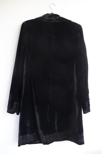 Tahari Embroidered black velvet coat