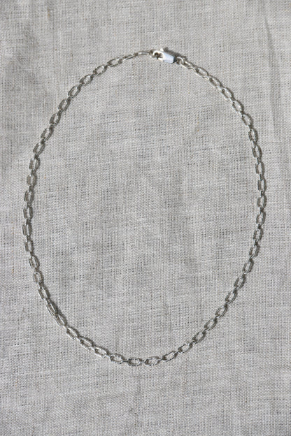 Sterling Silver Hammered Oval Chain Necklace