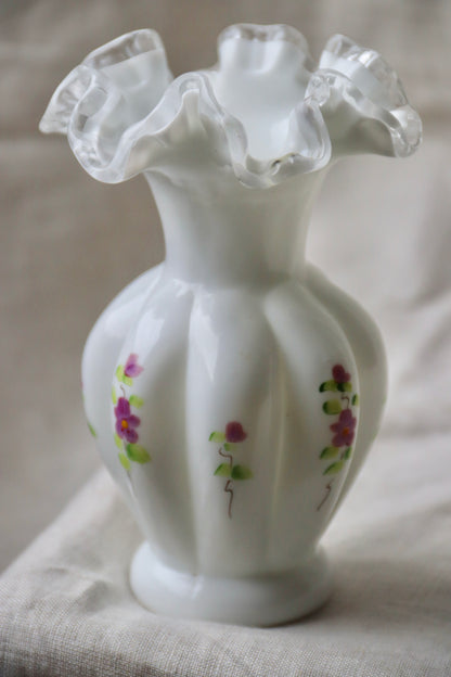 Fenton Hand-Painted Ruffled Rim Vase