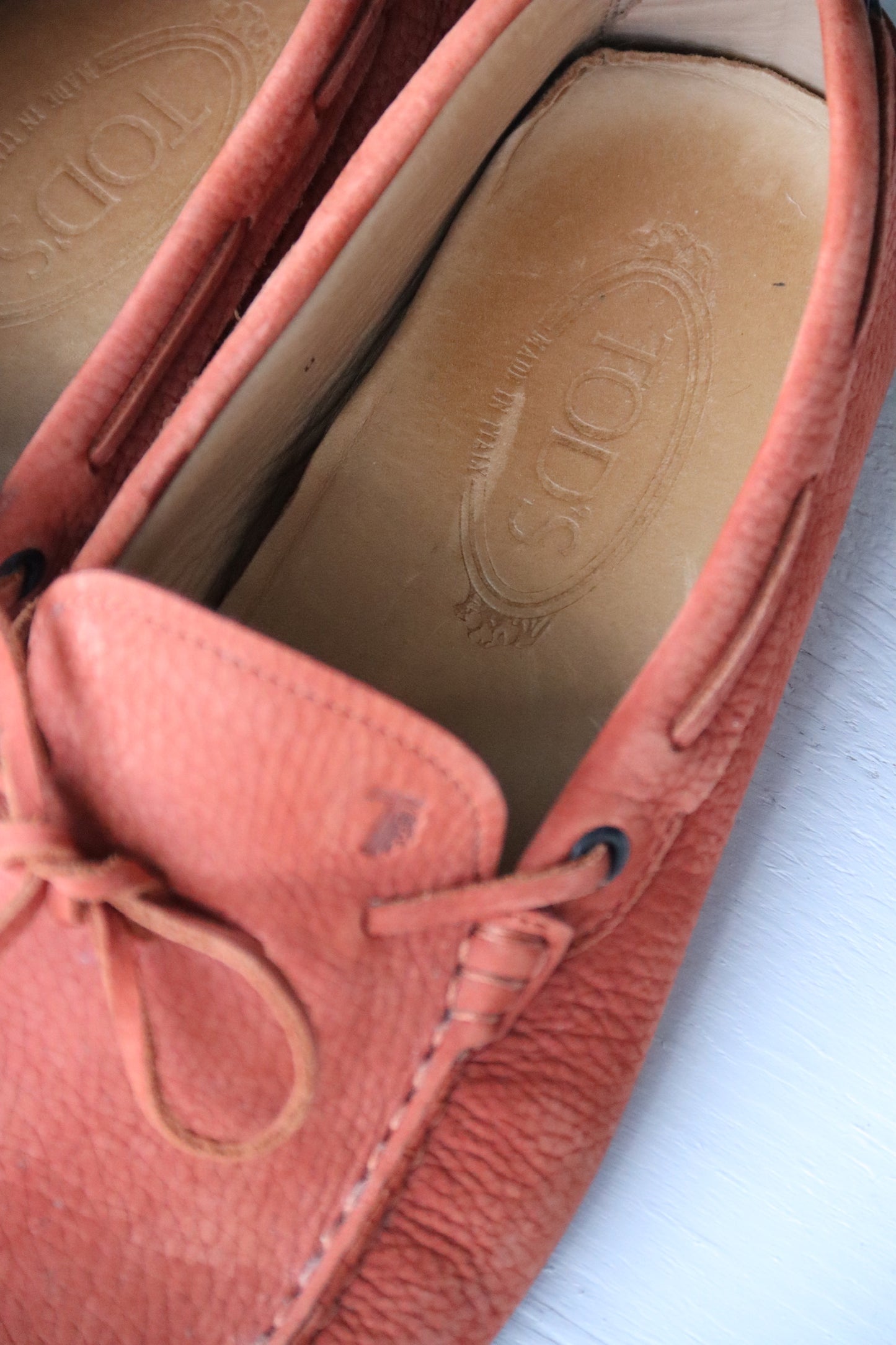 Tod's Gommino Orange Leather Loafers