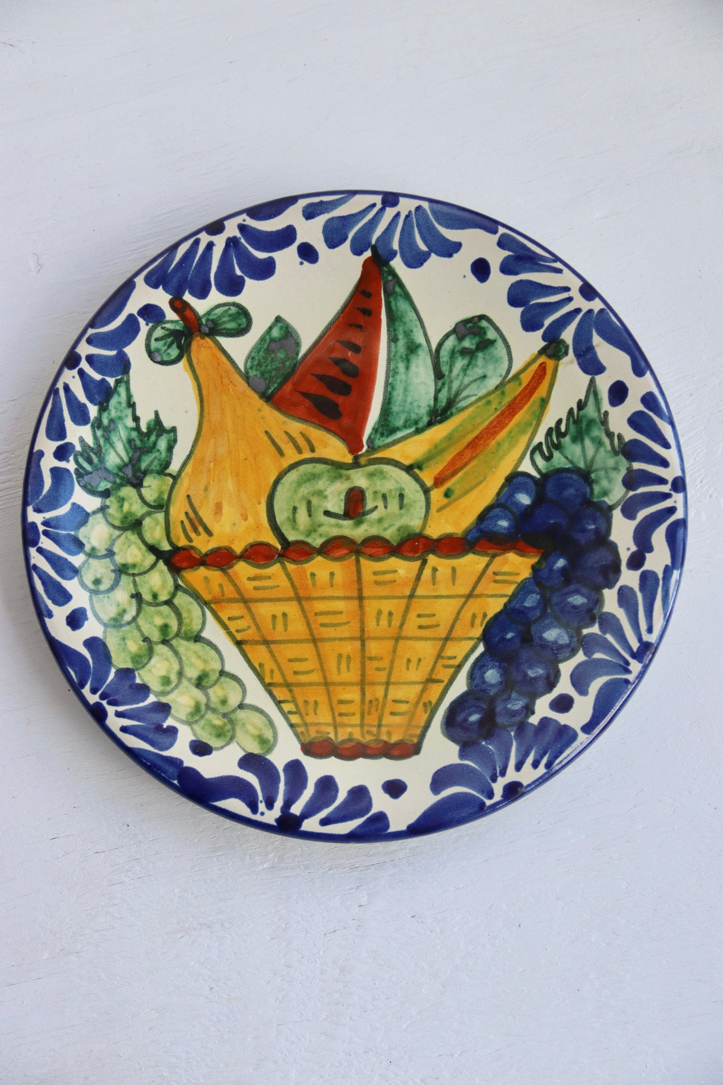 Mexican Hand Painted Fruit Design Ceramic Plate