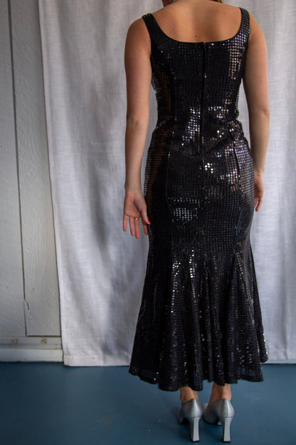 Nouveau Black Sequined Formal Dress