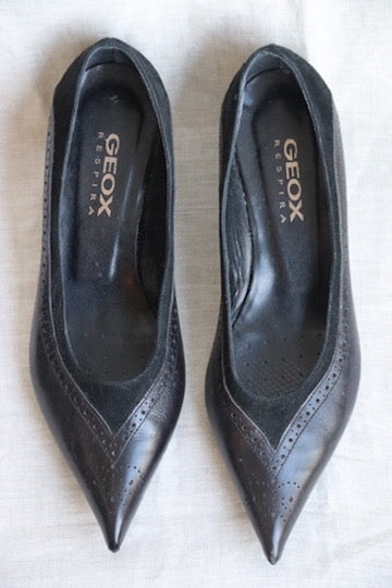 Geox Respira Black Leather Heels