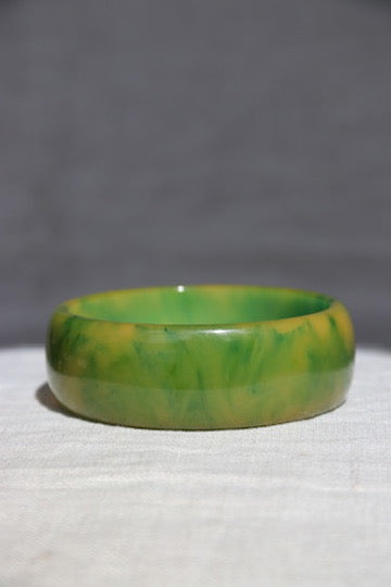 Green Marbled Bakelite Bangle Bracelet