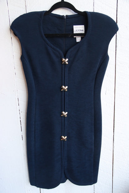 Joseph Ribkoff Navy Blue Dress With Shoulder Pads