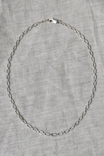 Sterling Silver Hammered Oval Chain Necklace