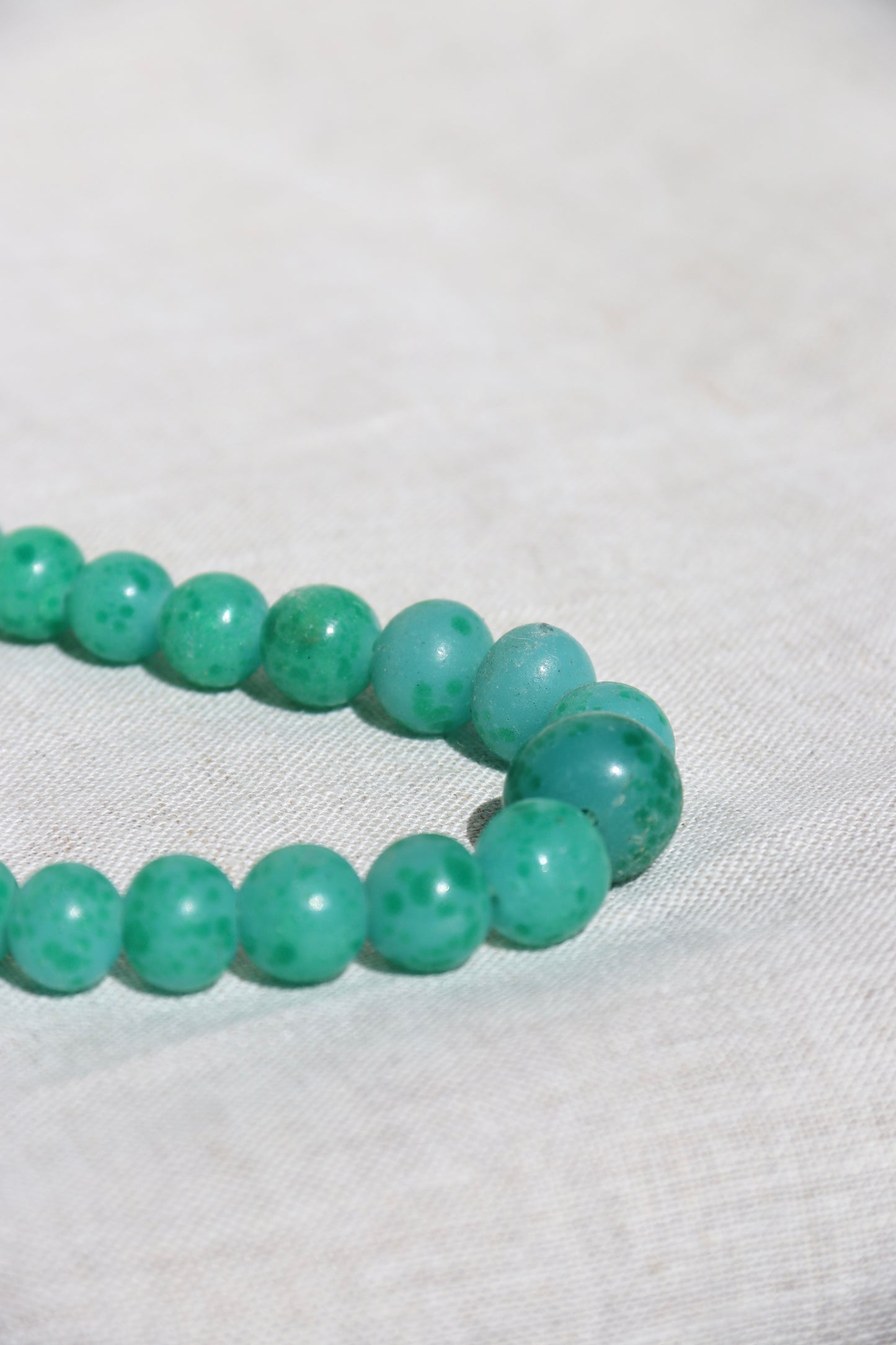 Antique Green Glass Beaded Necklace