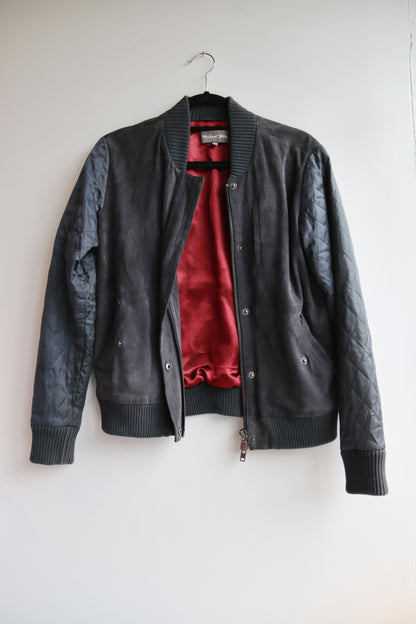 Michael Stars Leather Bomber Jacket