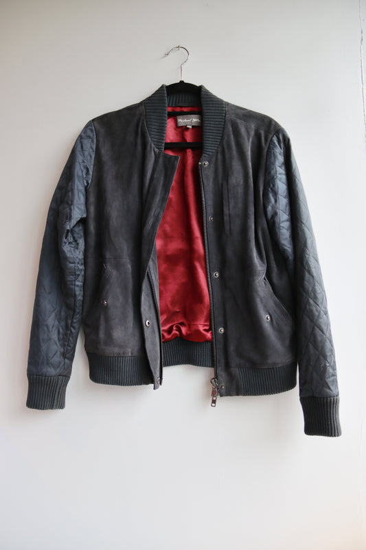 Michael Stars Leather Bomber Jacket