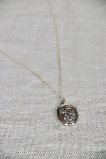 Sterling Silver Mother and Child Locket Pendant