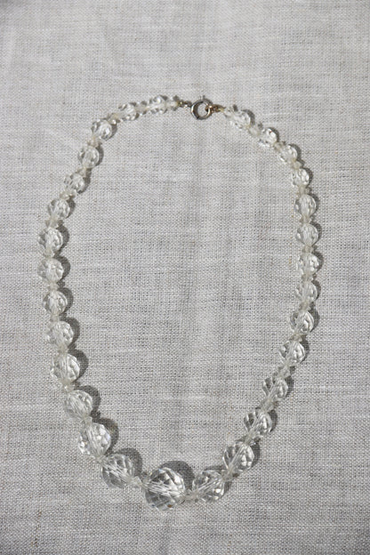 Vintage Faceted Glass Necklace and Earring Set